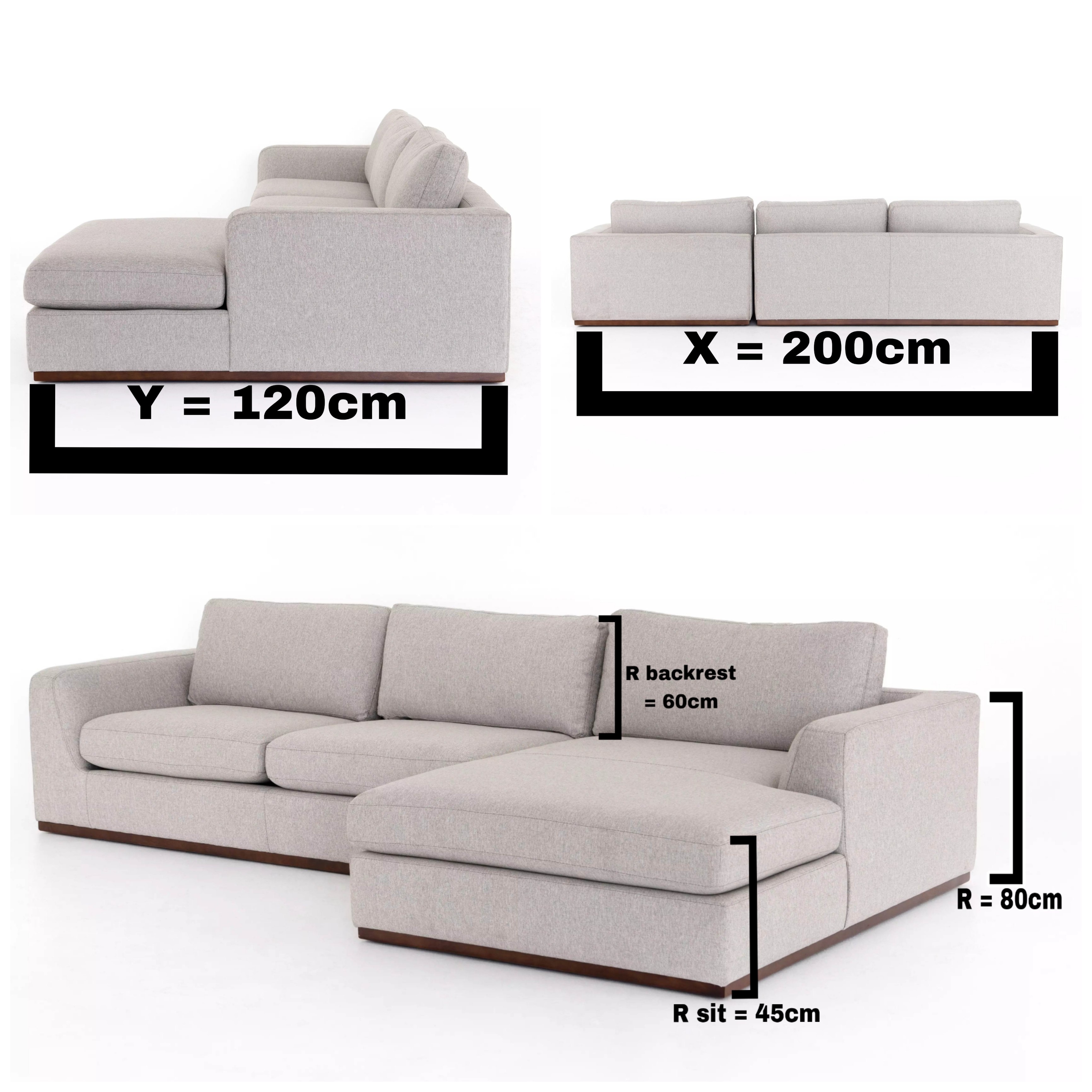 راهنمای سایز مبلمان ال